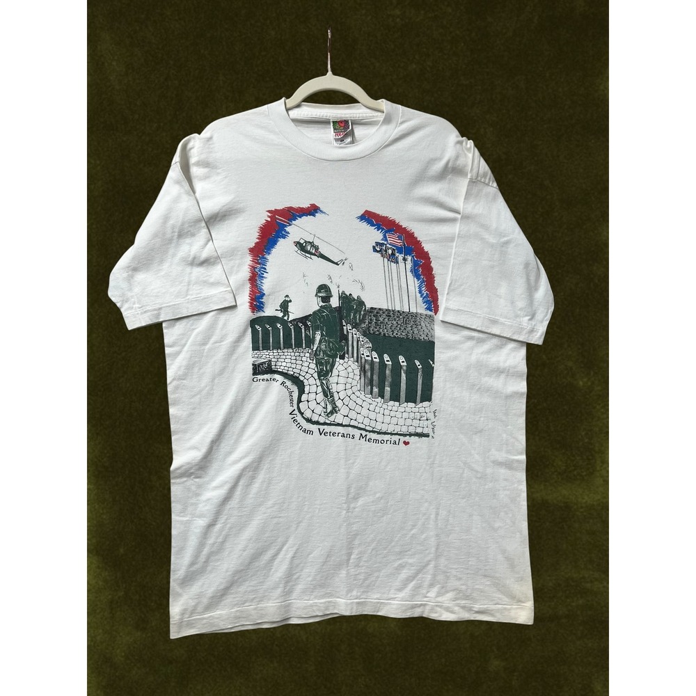 Vintage 90s Vietnam Veterans Memorial T-Shirt Single Stitch White XL Fruit Loom